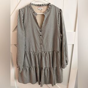 Large Black and Ivory Andree By Unit White Gingham Dress